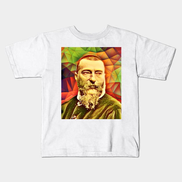 Jean-Baptiste Alphonse Karr Snow Portrait | Jean-Baptiste Alphonse Karr Artwork 15 Kids T-Shirt by JustLit